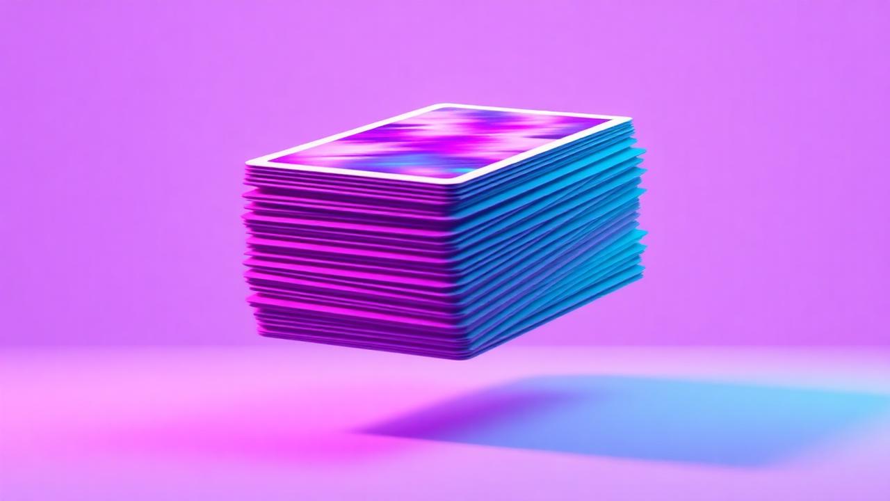 Pilha de cartas coloridas flutuando representando carrossel