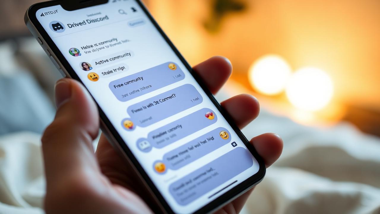 Comunidade conversando em chat estilo Discord no celular