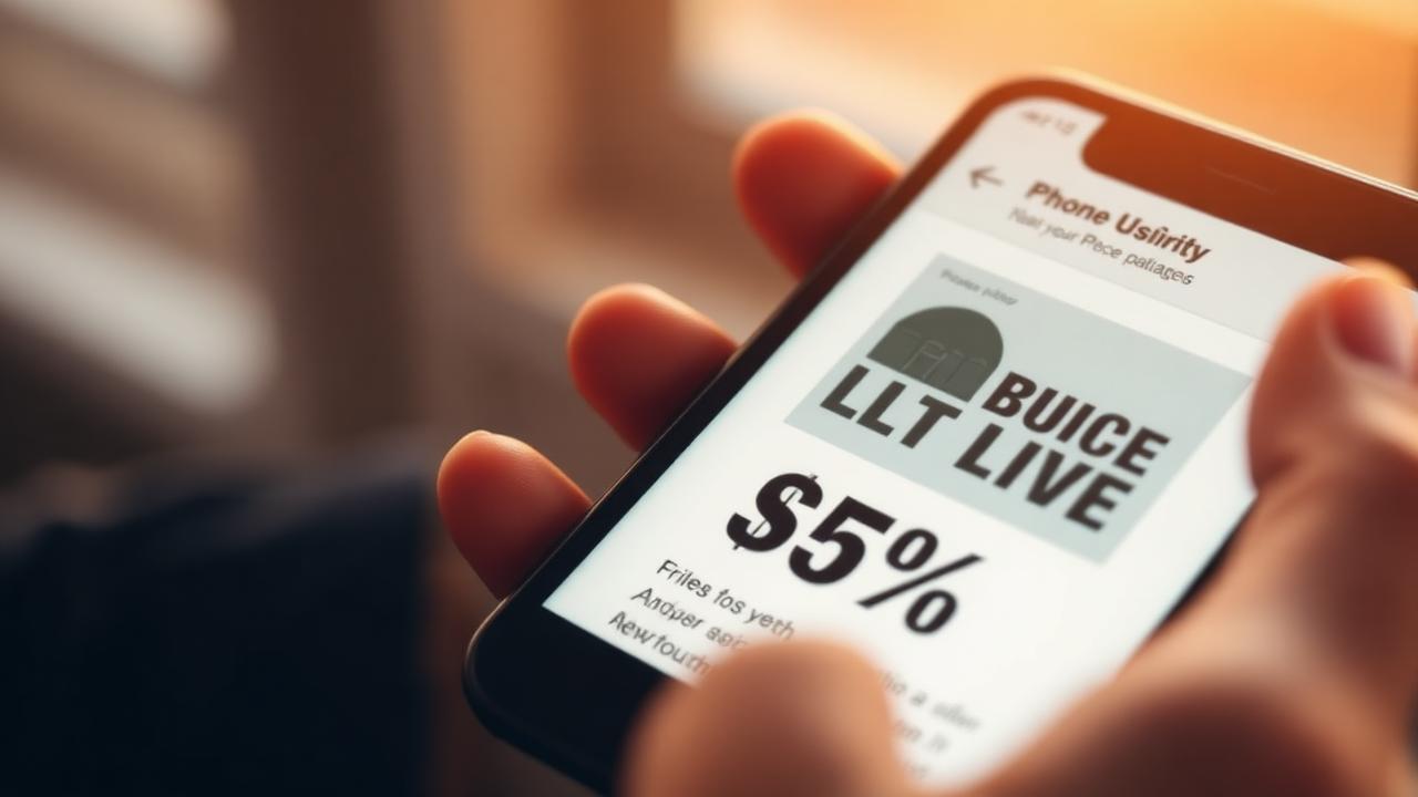 Mão segurando celular com promoção aberta no email