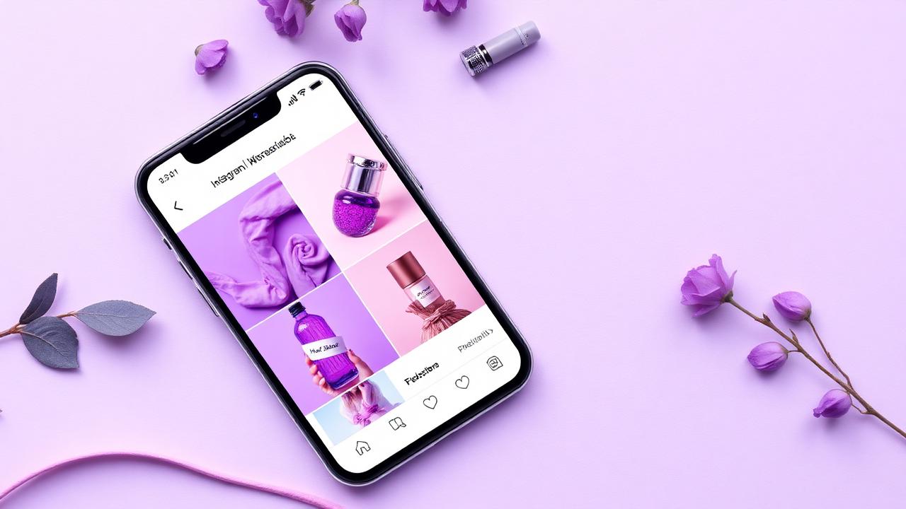 Feed do Instagram com paleta roxa coerente