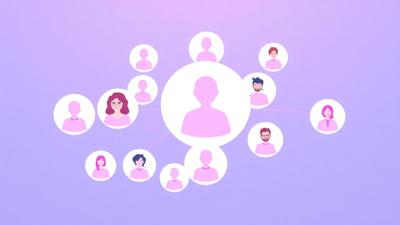 Rede de criadores conectados em ilustração