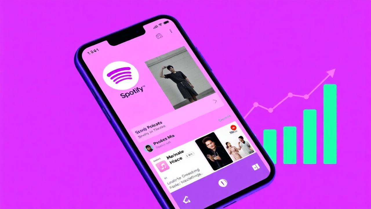 Tela do Spotify com gráfico de crescimento de podcast