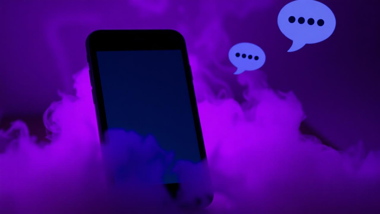 Smartphone cercado por comentários negativos se dissolvendo