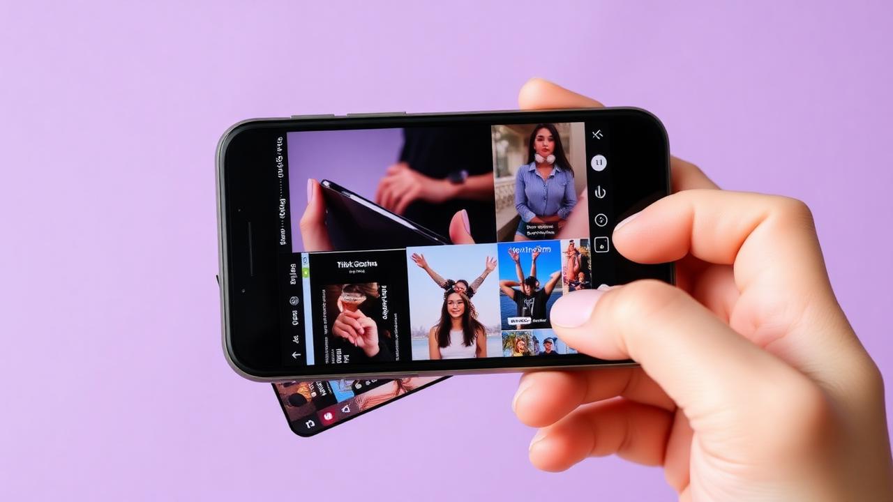 Celular com criativos de anúncios IG/TikTok