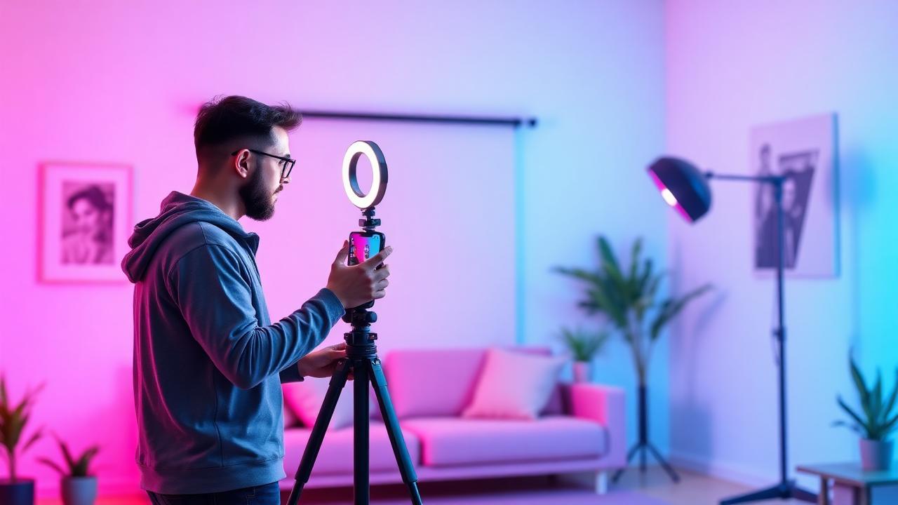 Criador gravando vídeo para o TikTok