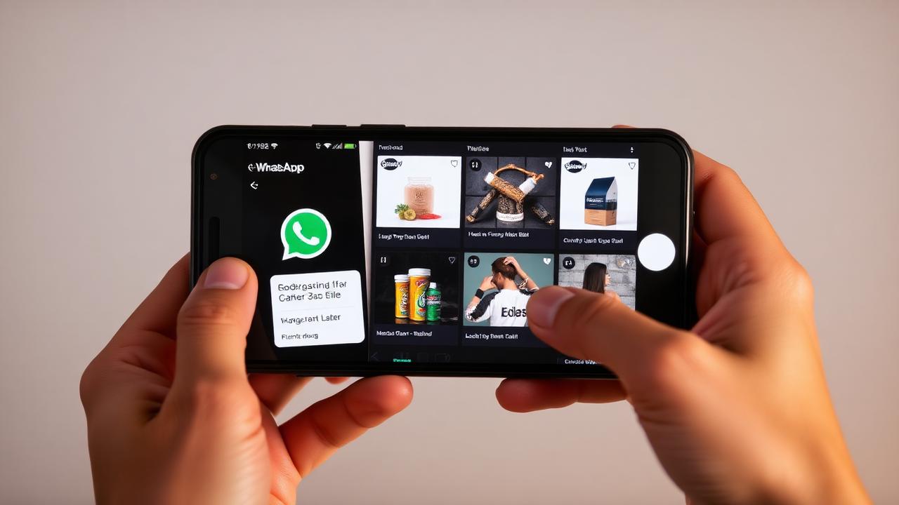 Mockup do catálogo do WhatsApp com produtos